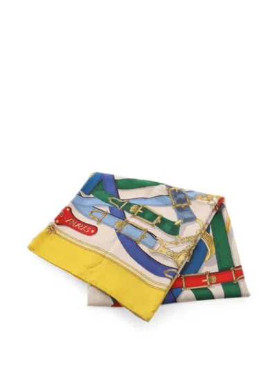 Pre-owned Hermes 2010s Cavalcadour Carréjean Shawl In Neutral