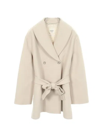 Pre-owned Hermes 2010s Chaîne D'ancre Double-breasted Coat In Neutral
