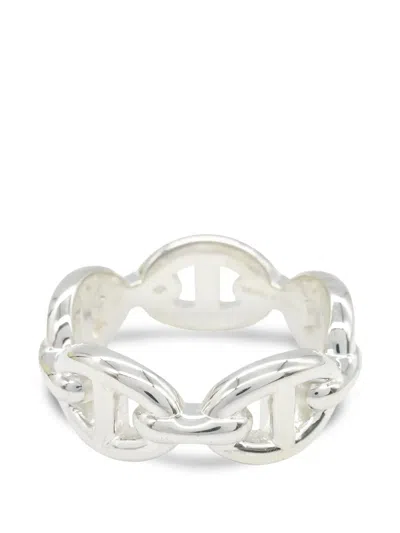 Pre-owned Hermes 2010s Chaine D'ancre Enchainee Ring In Silver