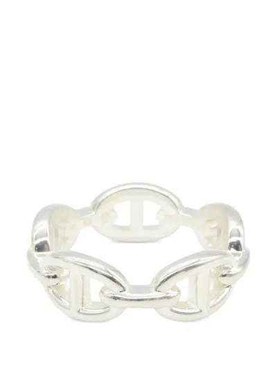 Pre-owned Hermes 2010s Chaine D'ancre Enchainee Ring In Silver