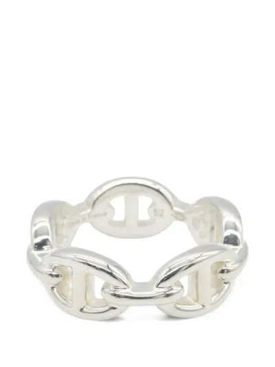 Pre-owned Hermes 2010s Chaine D'ancre Enchainée Ring In Silver