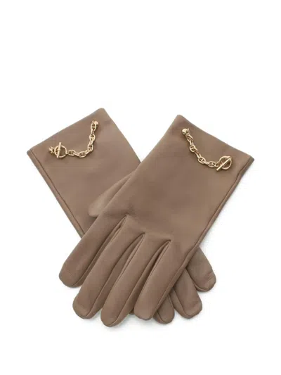 Pre-owned Hermes 2010s Chaîne D'ancre Gloves In Brown
