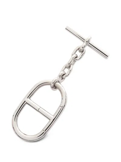 Pre-owned Hermes 2010s Chaîne D'ancre Key Ring In Silver