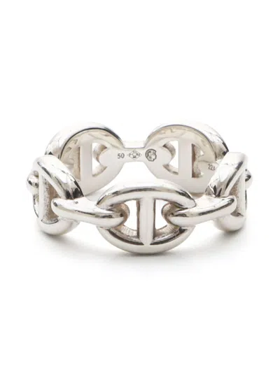 Pre-owned Hermes 2010s Chaine D'ancre Ring In Silver
