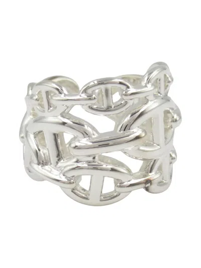 Pre-owned Hermes 2010s Chaîne D'ancre Ring In Silver
