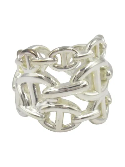 Pre-owned Hermes 2010s Chaine D'ancre Ring In Silver