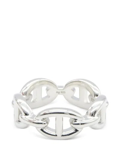 Pre-owned Hermes 2010s Chaine D'ancre Ring In Silver