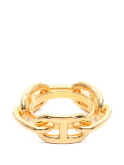 Pre-owned Hermes 2010s Chaîne D'ancre Scarf Ring In Gold