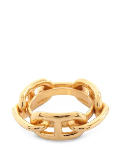 Pre-owned Hermes 2010s Chaîne D'ancre Scarf Ring In Gold