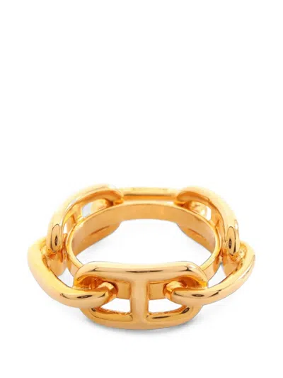 Pre-owned Hermes 2010s Chaîne D'ancre Scarf Ring In Gold