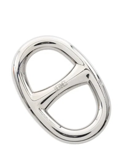 Pre-owned Hermes 2010s Chaîne D'ancre Scarf Ring In Silver