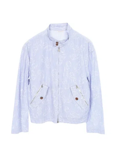 Pre-owned Hermes 2010s Chaîne D'ancre Stripe Jacket In Blue