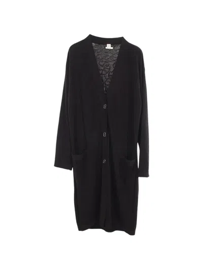 Pre-owned Hermes 2010s Chaîne D'ancre Textured Cardi-coat In Black