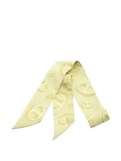Pre-owned Hermes 2010s Chaîne D'ancre Twilly Scarf In Yellow