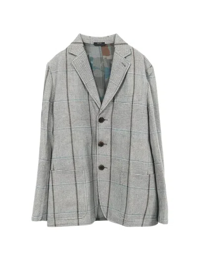 Pre-owned Hermes 2010s Check-pattern Blazer In Gray