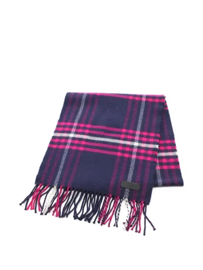 Pre-owned Hermes 2010s Checked Scarf In Blue