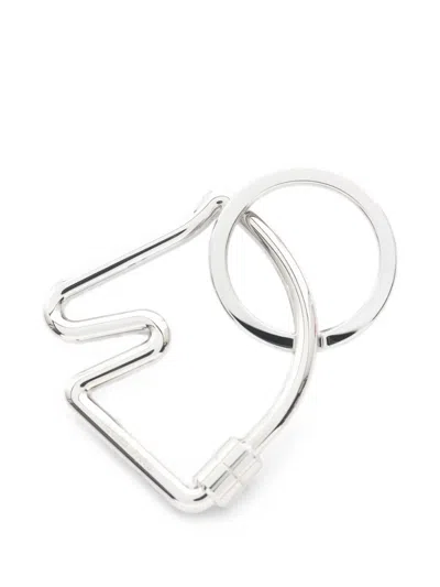 Pre-owned Hermes 2010s Cheval Keyring In Silver