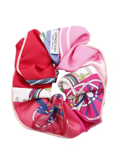 Pre-owned Hermes 2010s Claudia Silk Scrunchie In Pink