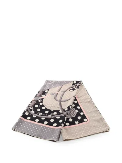 Pre-owned Hermes 2010s Clic Clac A Pois Scarf In Black