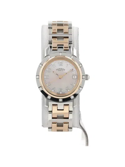 Pre-owned Hermes 2010s Clipper 24mm Watch In Neutral