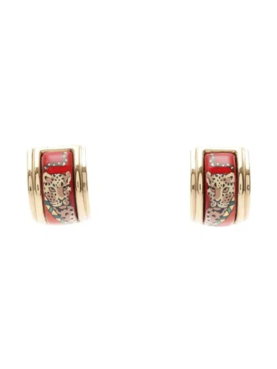 Pre-owned Hermes 2010s Cloisonne Earrings In Gold