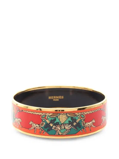 Pre-owned Hermes 2010s Cloisonné Enamel Bangle In Gold