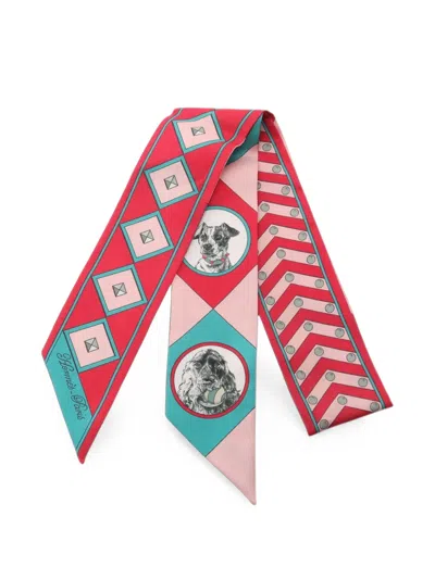 Pre-owned Hermes 2010s Colliers De Chiens Twilly Scarf In Red
