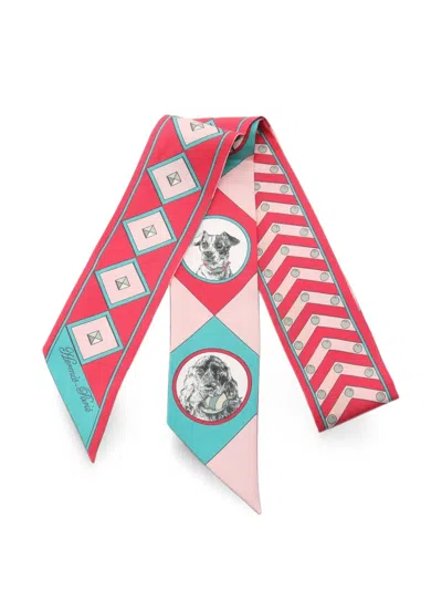 Pre-owned Hermes 2010s Colliers Et Chiens Twilly Scarf In Red