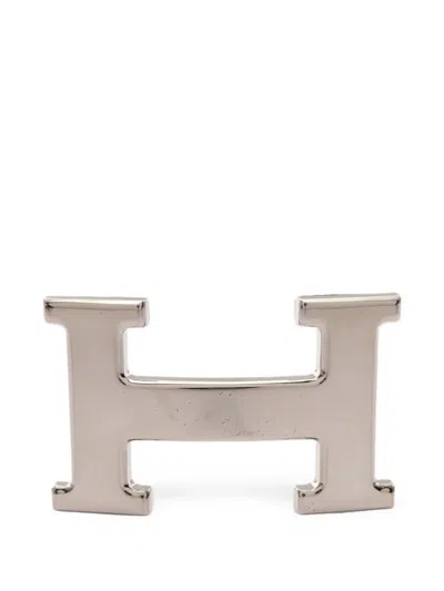 Pre-owned Hermes 2010s Constance H Belt Buckle In Silver