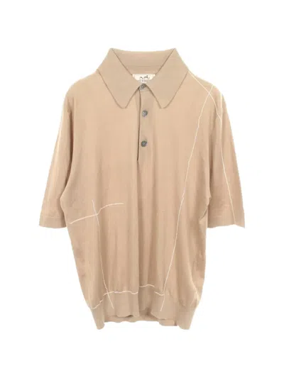 Pre-owned Hermes 2010s Contrast-stitch Polo Shirt In Neutrals