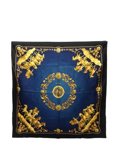Pre-owned Hermes 2010s Cosmos Silk Scarf In Blue