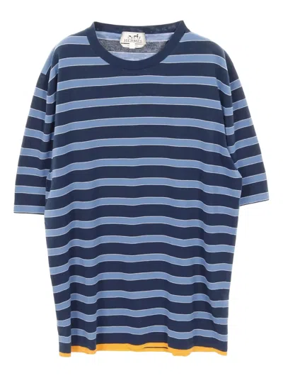 Pre-owned Hermes 2010s Crew-neck Striped T-shirt In Blue