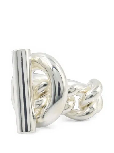 Pre-owned Hermes 2010s Croisette Gm Ring In Silver