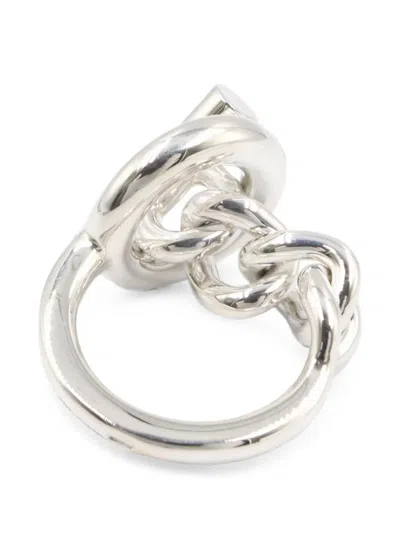 Pre-owned Hermes 2010s Croisette Ring In Silver