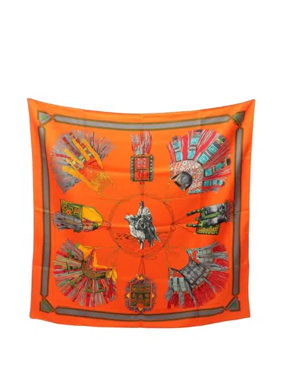 Pre-owned Hermes 2010s Cuirs Du Désert Scarf In Orange
