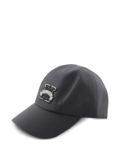 Pre-owned Hermes 2010s Davis H Serie Baseball Cap In Black