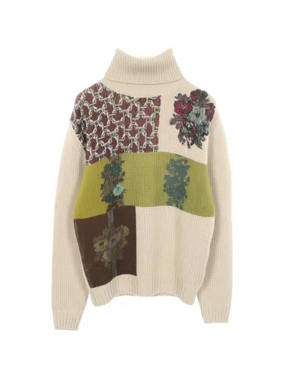 Pre-owned Hermes 2010s Decalcomanie Knit Turtleneck In Neutral