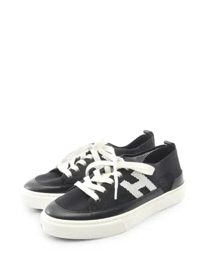 Pre-owned Hermes 2010s Deep Knit Sneakers In Black