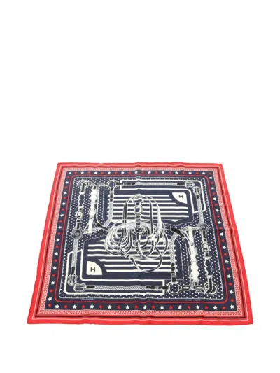 Pre-owned Hermes 2010s Disco Coaching Scarf In Blue