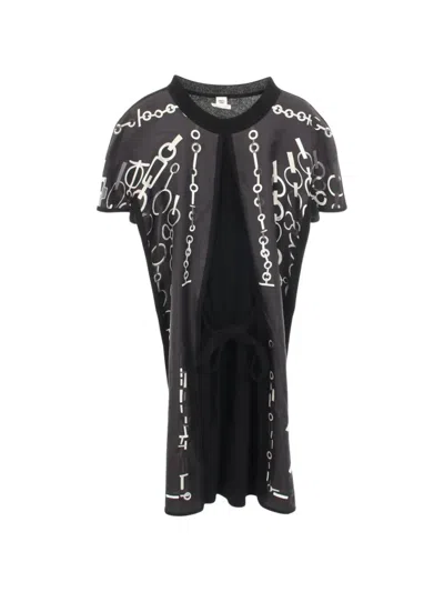 Pre-owned Hermes 2010s Do Re Boucles Mini Dress In Black