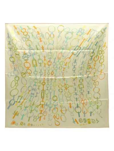 Pre-owned Hermes 2010s Do Re Boucles Scarf In Neutrals