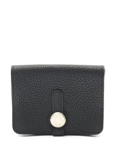 Pre-owned Hermes 2010s Dogon Leather Card Case In Black