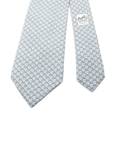 Pre-owned Hermes 2010s Dolphin-pattern Silk Tie In Blue