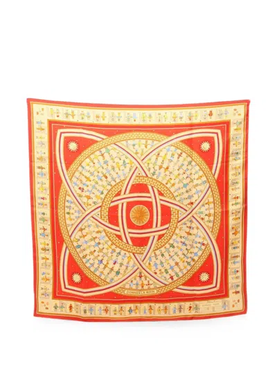 Pre-owned Hermes 2010s Donner La Main Scarf In Red