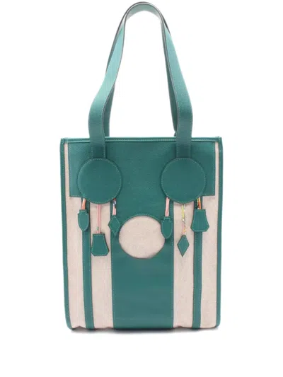 Pre-owned Hermes 2010s Dream Catcher Leather Tote Bag In Green