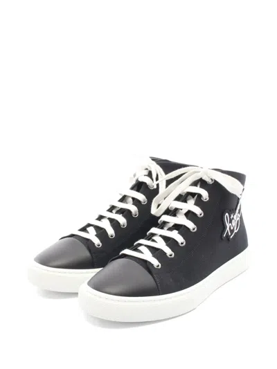 Pre-owned Hermes 2010s Dried Sardines Patch-detail High-top Sneakers In Black