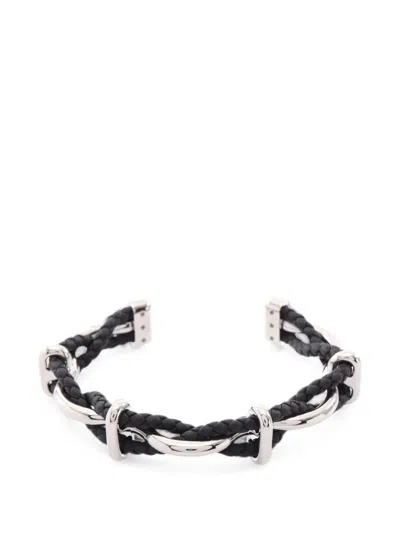 Pre-owned Hermes 2010s Egee Braided Bracelet In Silver