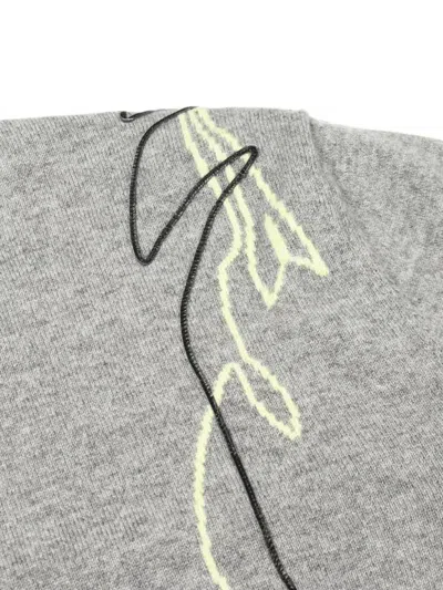 Pre-owned Hermes 2010s Embroidered Cashmere Sweater In Gray