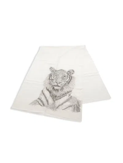 Pre-owned Hermes 2010s Embroidered Scarf In Neutrals