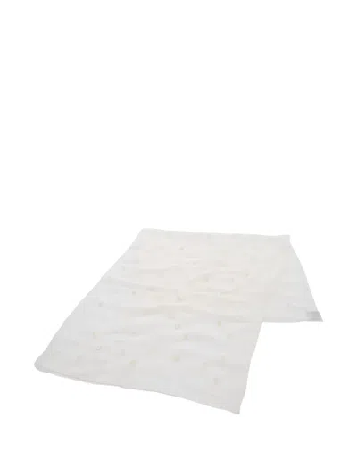 Pre-owned Hermes 2010s Embroidered Silk Scarf In Neutral